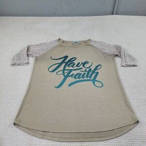 Southern Grace Shirt Womens 2XL Beige‎ Have Faith Cross Christian Blouse Casual